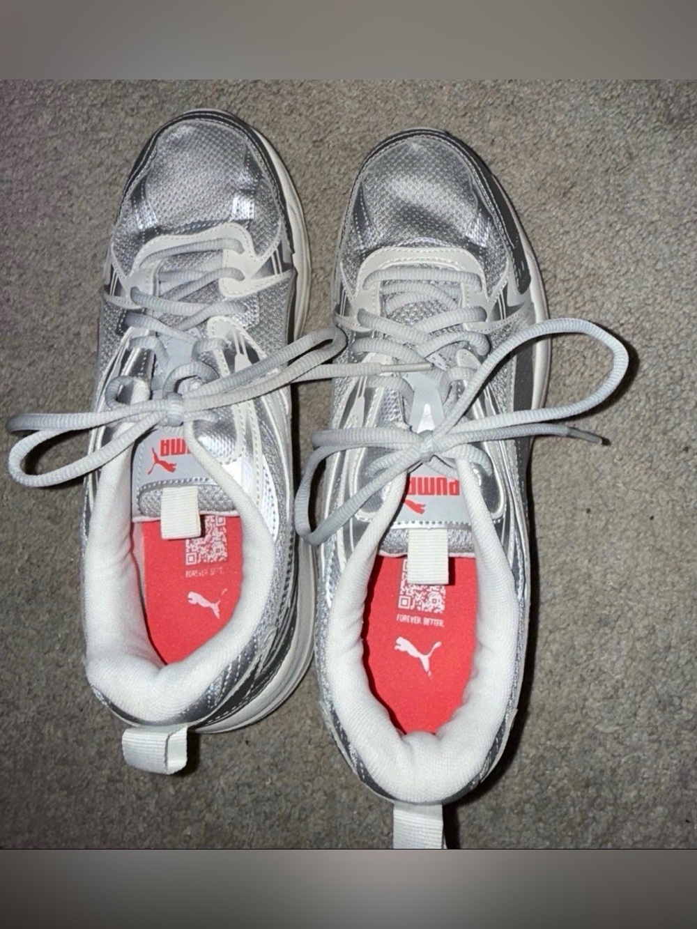 Puma Silver Sneakers with Red Insoles
